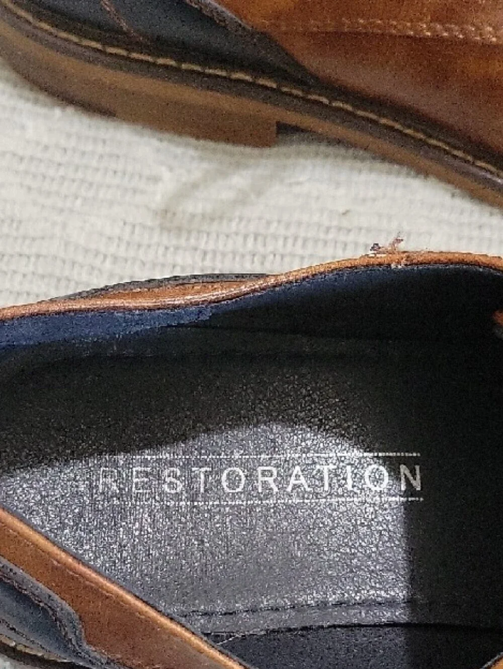 Restoration Mens 9M Lowry Classic Two-Tone Brown & Black Leather Derby Oxfords